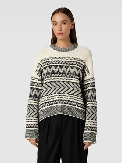 JAKE*S STUDIO WOMAN Gebreide pullover met zigzagmotief Zwart - 4