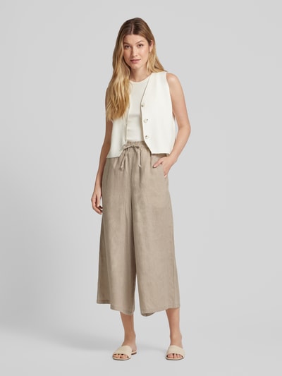 Drykorn Loose fit linnen broek met tunnelkoord, model 'CATCH' Taupe - 1