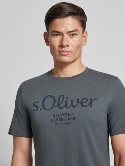 s.Oliver RED LABEL T-shirt met labelprint Antraciet - 3