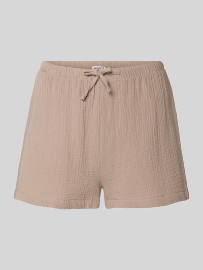 Produktfoto, Straight Fit Pyjama-Shorts mit Strukturmuster von Jake*s Casual, reine Baumwolle, beige, elastischer Bund mit Tunnelzug, strukturierte Oberfläche