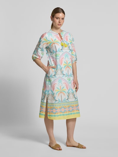 Emily Van den Bergh Relaxed Fit Midikleid mit Schlüssellochausschnitt Offwhite 1