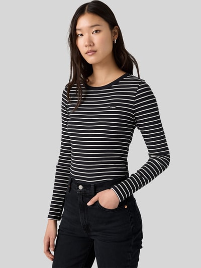 Levi's® Slim Fit Langarmshirt aus Baumwoll-Mix Modell 'HAYES' Black 1