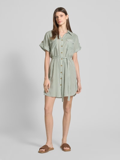 Vero Moda Getailleerde mini-jurk van pure viscose, model 'BUMPY' Rietgroen - 1
