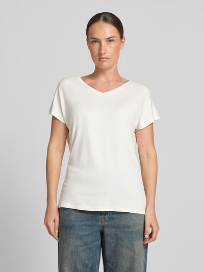 Christian Berg Woman T-Shirt aus Viskose-Elasthan-Mix mit V-Ausschnitt Offwhite 4
