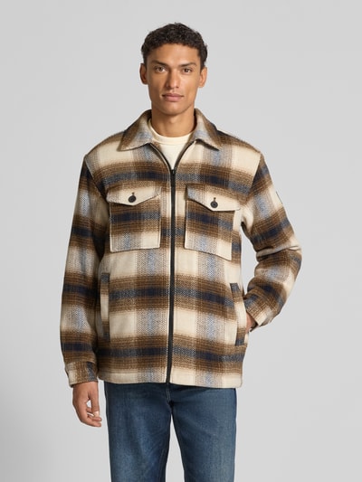 Tom Tailor Comfort fit overhemdjack met voering van teddybont Lichtbruin - 4