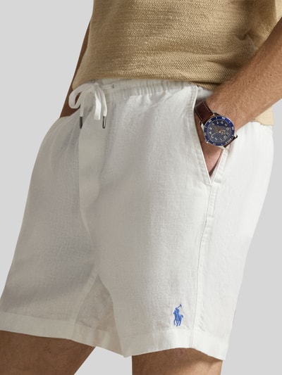 Polo Ralph Lauren Leinenshorts mit Tunnelzugbund und Logo Stitching Offwhite 3