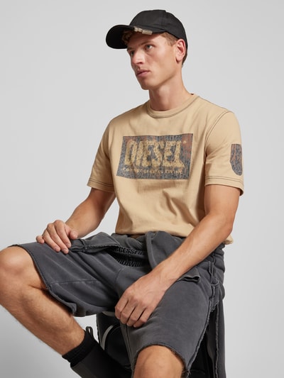 Diesel T-Shirt aus reiner Baumwolle Camel 3