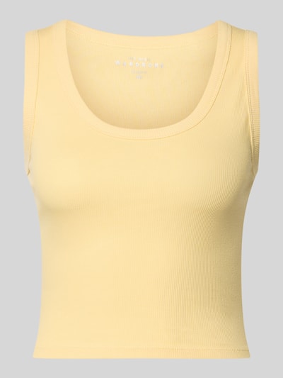 Produktfoto, Slim Fit Tank Top aus Baumwoll-Mix Modell 'EASY' von Only, Optik: Unifarben, U-Ausschnitt, breite Träger, Feinripp-Textur, gelb