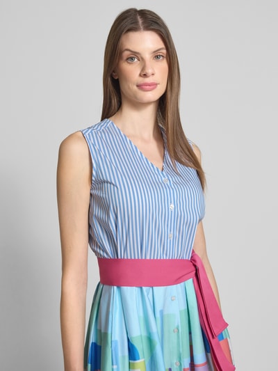 Milano Italy Midikleid mit V-Ausschnitt und Bindegürtel Bleu 3