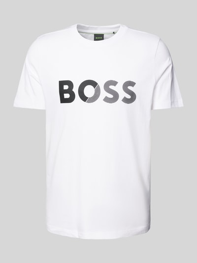 BOSS Green T-shirt met labelprint Wit - 1