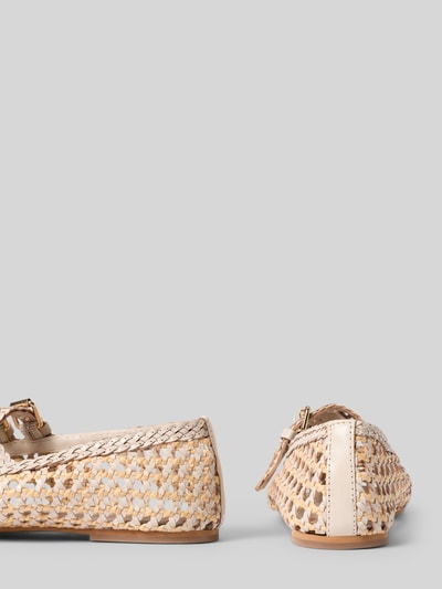 Productfoto, 'Ballerinas aus Leder-Mix in Flecht-Optik' van INUOVO, leermix, vlechtlook, semi-transparant, siergesp, gladde zool, hakhoogte maat 40: 1 cm