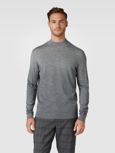 SELECTED HOMME Sweter z dzianiny z golfem model ‘TOWN’ Srebrny 4