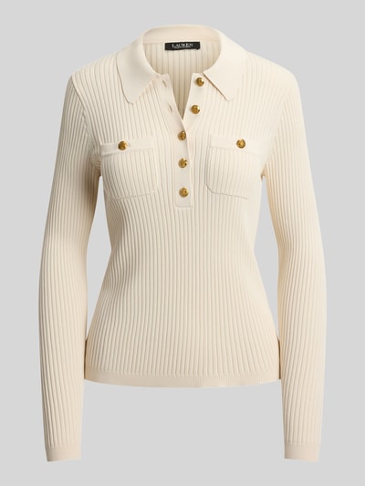 Lauren Ralph Lauren Slim Fit Langarmshirt aus Viskose-Mix mit Knöpfen Sand 2