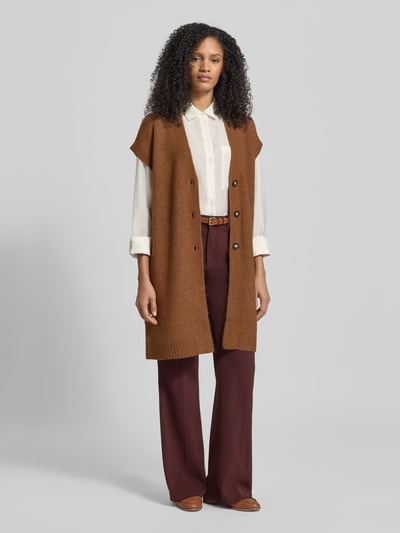 Christian Berg Woman Regular fit mouwloos vest met wol en V-hals Cognac - 1