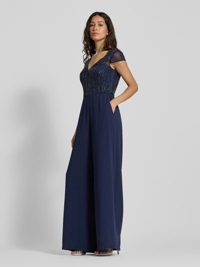 Hey Kyla Jumpsuit mit Ziersteinbesatz Dunkelblau 1