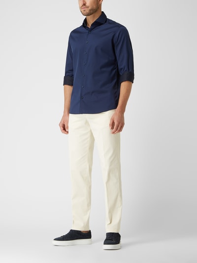 Eterna Slim fit zakelijk overhemd met haaikraag Marineblauw - 1