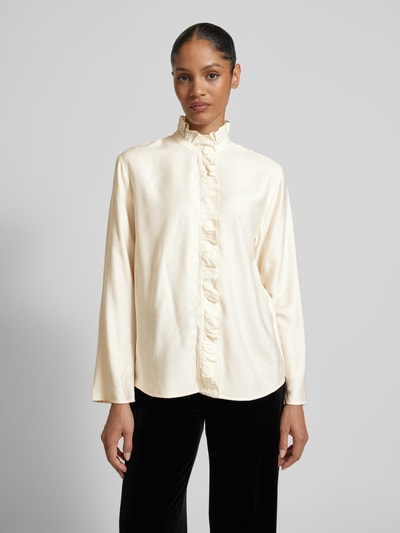 Jake*s Collection Regular fit blouse met ruches en opstaande kraag Offwhite - 4