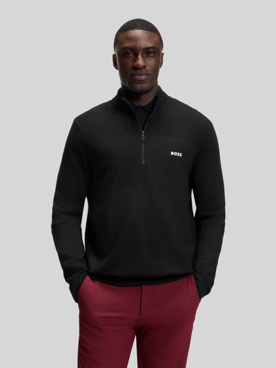 BOSS Green Regular Fit Pullover mit Schurwoll-Anteil Modell 'KN_Momentum-X QZ' Black 4