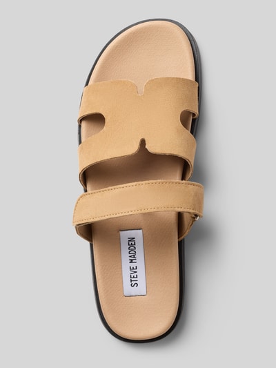 Produktfoto, Sandalette aus Leder Modell 'Missile' von Steve Madden in Beige mit Abgerundete-Spitze und Klettverschluss, Absatzhöhe 2 cm, Damen