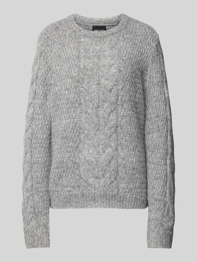 Pieces Strickpullover mit Zopfmuster Modell 'NINA' Graphit 2