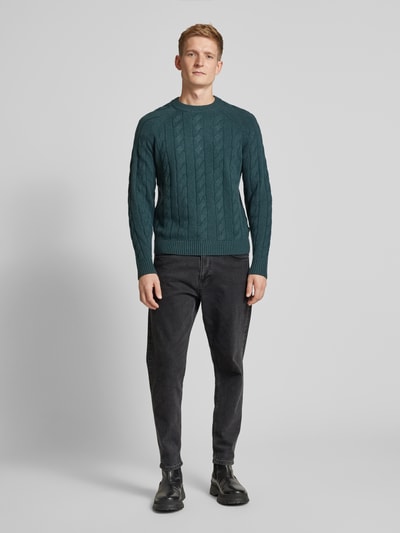 ECOALF Gebreide pullover met ribboorden, model 'TILOALF' Donkergroen - 1