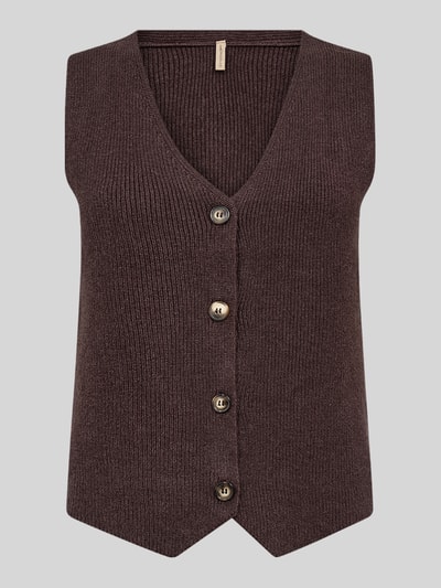 Soyaconcept Regular fit bodywarmer van viscosemix model 'KANITA' Donkerbruin - 2