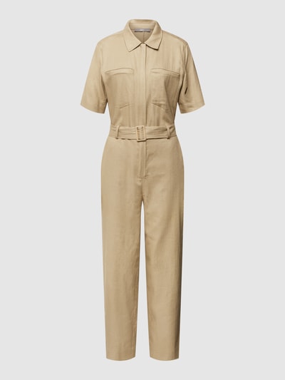 Jake*s Collection Jumpsuit met tailleriem Zand - 2