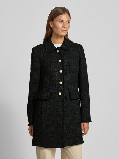 WHITE LABEL Żakiet długi o kroju slim fit z kieszeniami z patką Czarny 4