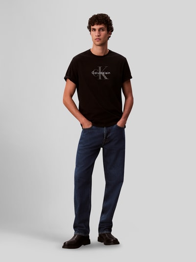 Calvin Klein Jeans Relaxed fit T-shirt van puur katoen met logoprint Zwart - 1