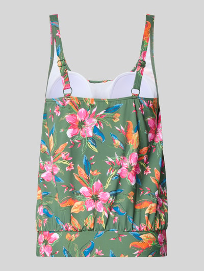 Produktfoto, Tankini-Top im Allover-Look Modell 'Malia' von LASCANA in Grün mit bunten floralen Mustern, Material-Mix mit Stretch-Anteil, lockere Passform, Rundhalsausschnitt.