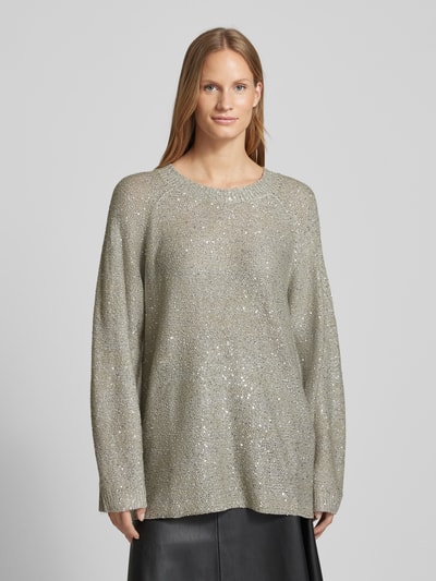 Vero Moda Regular Fit Strickpullover mit Pailletten Modell 'LEILANI' Silber Melange 4