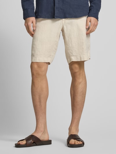 Mazine Regular fit korte linnen broek met steekzakken Offwhite - 4