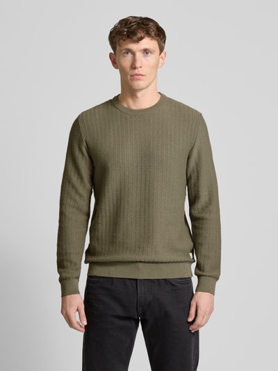 Jack & Jones Premium Strickpullover mit Strukturmuster Modell 'TRAVIS' Oliv 4