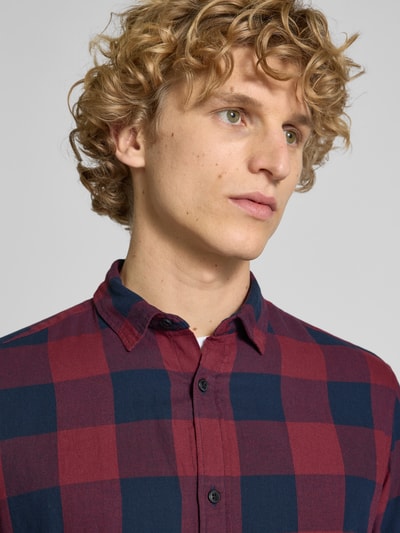 Jack & Jones Freizeithemd mit Knopfleiste Modell 'GINGHAM' Dunkelrot 3