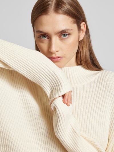 Only Gebreide pullover met zijsplit, model 'KATIA' Zand - 3