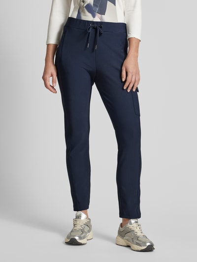 Monari Slim fit stoffen broek met cargozak Donkerblauw - 4