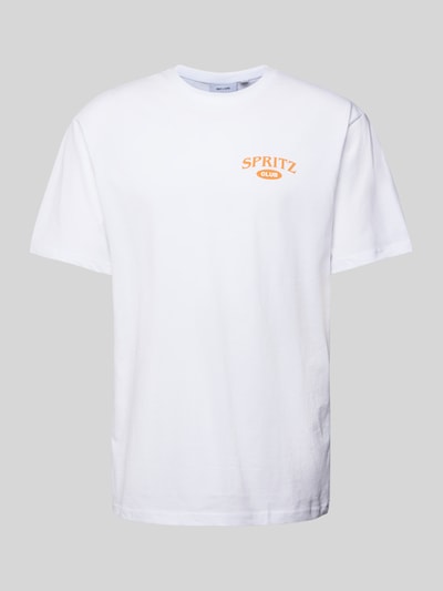 ONLY & SONS T-Shirt mit geripptem Rundhalsausschnitt Modell 'SPRITZ' Weiss 2
