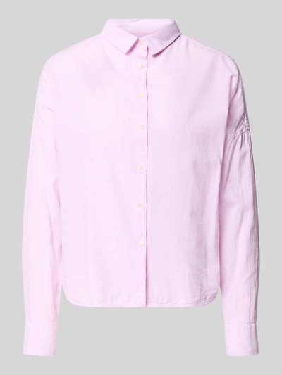 Produktfoto, Regular Fit Bluse aus Leinen-Baumwoll-Mix Modell 'LUCY' von 0039 Italy, krój regular fit, mieszanka lnu i bawełny, kołnierzyk koszulowy, długość tyłu w rozmiarze S 67 cm, długość rękawów w rozmiarze S 46 cm, jasnoróżowa, gładka struktura, proste kształty