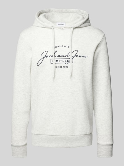 Jack & Jones Bluza z kapturem i nadrukiem z logo model ‘FERRIS’ Złamany biały melanż 2