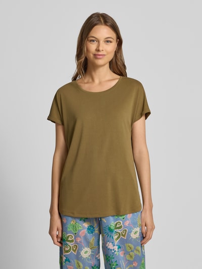 Christian Berg Woman T-shirt z mieszanki modalu z okrągłym dekoltem Khaki 4