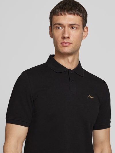 s.Oliver RED LABEL Regular Fit Poloshirt aus reiner Baumwolle mit Label Stitching Black 3