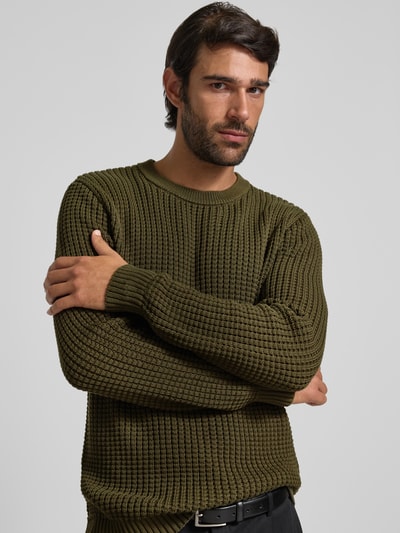 Matinique Gebreide pullover met ronde hals, model 'triton' Groen - 3