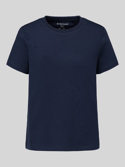 Produktfoto, dunkelblaues Regular Fit T-Shirt aus reiner Baumwolle Modell 'LOS' von Tom Tailor, Damen T-Shirt von Tom Tailor, glatte Textur