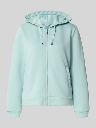 Produktfoto, Regular Fit Sweatjacke mit Viskose-Anteil von Tom Tailor, efekt: jednolity kolor, krój regular fit, zamek błyskawiczny, aplikacja: nadruk z logo na tunelu, kaptur z tunelem, długi rękaw, wykończenie: z bocznymi rozcięciami, boczne kieszenie listewkowe