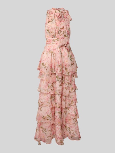 Neo Noir Maxi-jurk met strikdetail, model 'MARLI' Lichtroze - 2