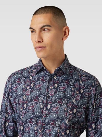 Christian Berg Men Regular Fit Business-Hemd mit Paisley-Muster Marine 3