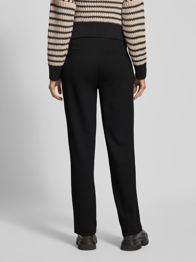 monari Spodnie materiałowe z elastycznym paskiem z logo Czarny 5