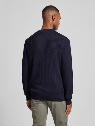 Tommy Hilfiger Slim Fit Strickpullover mit Fischgrät-Struktur Marine 5