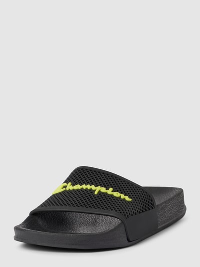 CHAMPION Slides mit Label-Detail Black 1