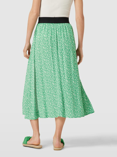 Saint Tropez Midirok met all-over bloemenmotief, model 'Inka' Groen - 5